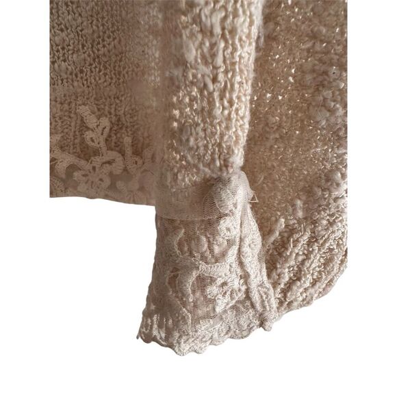 Rue21 Women's Beige Open Front Cardigan Sweater Lace‎ Trim Size S - Picture 3 of 4